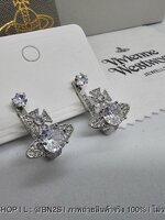 Vivienne Westwood Earrings ต่างหูวิวเวียน ต่างหูห้อยจี้ดาวเสาร์ทับหลัง อะไหล่เงิน