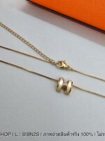 สร้อยคอสายกระดูงู อะไหล่ทอง จี้ตัว H สีขาว Hermed Necklace