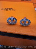 Hermes Stud Earrings ต่างหูสตั๊ดสีเงิน จี้เกือกม้า ฝังเพชร พร้อมส่งในไทย