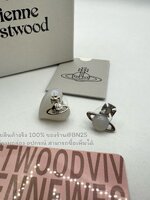 สีขาว | Vivienne Westwood Thomasina Mother of Pearl Stud Earrings ต่างหูวิเวียน จี้หัวใจสีขาว ประดับโลโก้ดาวเสาร์ งานปั๊ม สวยเลย รับประกัน ราคา 129฿ ไม่รวมกล่อง