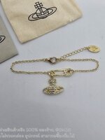 อะไหล่ทอง | Vivienne Westwood Rhodium Lucrece Safety Pin Bracelet สร้อยข้อมือสายโซ่วิเวียน จี้เข็มกลัด อะไหล่เงิน ทอง พร้อมส่ง