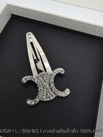 สีเงิน | Celine Snap Hair Clip With Crystal กิ๊บซีลีน งานปั๊มแบรนด์ หน้า หลัง หน้าเพชร งานสวย 1:1