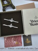 1 คู่ Vivienne Westwood Mini Bas Hair Clips กิ๊บหนีบผมวิเวียน สีเงิน ติดโลโก้ดาวเสาร์วิเวียน