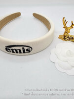 สีเบจ | EMIS NEW LOGO HAIRBAND ที่คาดผมอีมิส ปักโลโก้ บุฟองน้ำนุ่ม สไตล์เกาหลี งานสวยภาพงานจริง 100% พร้อมส่งในไทย ไม่ต้องรอนาน
