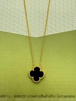 สีดำ | VC & A Vintage Alhambra Pendant สร้อยคอผู้หญิงจี้ใบโคลเวอร์ งานปั๊ม ทุกจุด