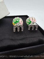 หลากสี | MIU MIU Earrings ต่างหูมิวมิว ด้านหน้าฝังเพชรรูปตัว M หลังตระกร้อ งานสวย