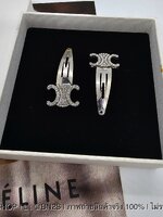 สีเงิน | CELINE SNAP HAIR CLIP กิ๊บซีลีนตัวจิ๋ว หน้าเพชร งานคู่ 1 คู่ 2 ชิ้น