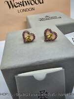 Vivienne Westwood Petra Earrings ต่างหูวิวเวียน รูปหัวใจล้มเพชร สีชมพู งานวินเทจ สีสวย อะไหล่ทอง ชมพู