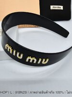 สีดำ | ที่คาดผม MIU MIU HEAD BAND ประดับโลโก้ มิว มิว
