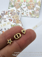 [ออริ] Christain Dior Lucky Charms Set of Stud Earrings Antique Gold-Finish Metal ต่างหู ชุดเช็ท 3 ชิ้น อะไหล่ทองปัดเงาดำ มีถุงกระดาษ ซองซิปล็อค *ไม่รวมกล่อง