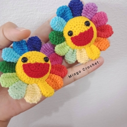 เข็มกลัด Rainbow flower (size 2.5")