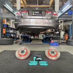 [TRW XPS + NEXZTER PROSPEC]HONDA ACCORD G8 เข้ารับบริการอัพเกรดระบบเบรก เปลี่ยนทั้งทีใช้งานของดี ปปลอดภัย ทนอุณภหูมิสูง เบรกหนึล นุ่ม เอาอยู่ทุกความเร็ว โทร. 08-6569-1915