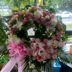 พวงหรีดดอกไม้สด AA22