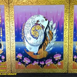 ภาพวาดบีบนูนปิดทอง E0027