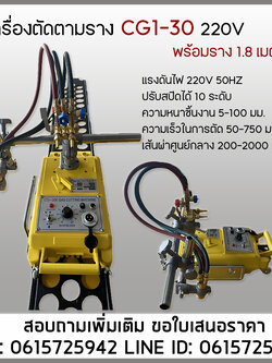 เครื่องตัดตามราง CG1-30 220V พร้อมราง1.8เมตร ตัดแก๊สตามราง Cutting Machine