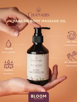 Chanabis Massage Oil น้ำมันนวด หรือ น้ำมันทาผิว แชนนาบิส : Healthy Hut มีส่วนผสมของน้ำมันกัญชง เพิ่มความชุ่ทชื้นให้ผิว