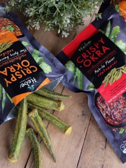 กระเจี๊ยบเขียวกรอบ ฮีบี้ Hebe รสน้ำจิ้มแจ่ว และรสพริกหม่าล่า : Healthy Hut