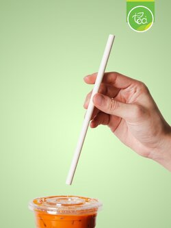 [6,8,12mm] หลอดดูดน้ำ กระดาษ ย่อยสลายได้ หลอดกระดาษ ทรงตรง Paper Straw สีขาว 100 ชิ้น/แพ็ค