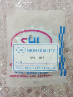 สเตอร์หน้า RX-Z, BELLE-R, DT 100C, DT 100X, DT 125MX, DX 100, FRESH, JR 120, RAINBOW, RX 100, SPARK, SPARK 110, SPEED, TIARA (JZ), VR 150, TZR, TZM (T) 15 ฟัน