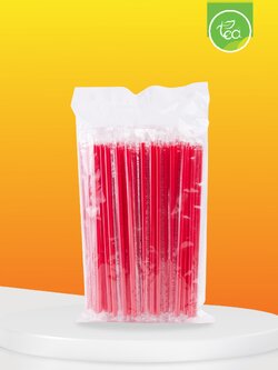 [6mm] หลอดดูดน้ำ สีแดง หลอด6มิล ทรงตรง ปลายแหลม หลอดเล็ก หลอดพลาสติก ห่อฟิล์ม ชาไข่มุก 100เส้น/แพ็ค