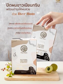 Ther Hom Natural Organic Hair Dye Color ผลิตภัณฑ์ย้อมสีผมเพื่อปกปิดผมขาวจากธรรมชาติออร์แกนิค 100% : Healthy Hut
