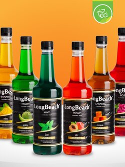 ไซรัปลองบีช ไซรัปเข้มข้น ไซรัปแต่งกลิ่น Longbeach Syrup ไซรัปคาราเมล ไซรัปมิ้นท์ ไซรัปพีช 740ml/ขวด