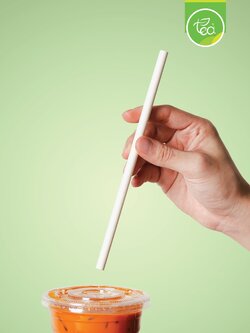 [8mm] หลอดดูดน้ำ หลอดกระดาษ ย่อยสลายได้ ทรงตรง Paper Straw สีขาว ขนาด 8 mm. (100 ชิ้น/แพ็ค)