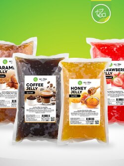 ท็อปปิ้ง วุ้นสำเร็จรูป 1 kg บุก เจลลี่ ชานมไข่มุก วุ้นน้ำผึ้ง วุ้นคาราเมล วุ้นสตอเบอรี่ วุ้นกาแฟ วุ้นคาราจีแนน Honey Jelly Topping ตรา ทีอีเอ