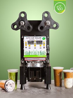 เครื่องซีลฝาแก้วPP ปิดฝาแก้ว ซีลแก้วชานมไข่มุก อัตโนมัติ นับจำนวนแก้ว สีดำ รุ่น TEA-FAU01 MODEL
