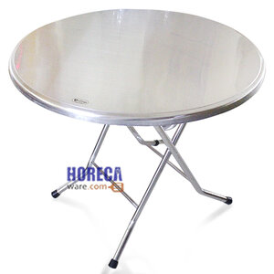 โต๊ะพับกลมสแตนเลส 90 ซม. โต๊ะร้านเกาหลี ตราสมอ