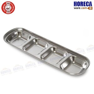 ถ้วยน้ำจิ้มเหลี่ยม 4 ช่องสแตนเลส 304 โฟโฟ้