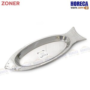 จานสแตนเลสรูปปลา [สีเงิน] 35 ซม. โซนเนอร์