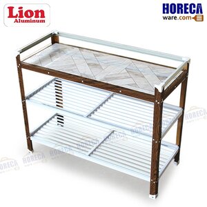 ชั้นวางลายไม้ 100 ซม.3 ชั้น (แผ่นท๊อปปูกระเบื้อง) ไลออน อลูมิเนียม คิทเช่น