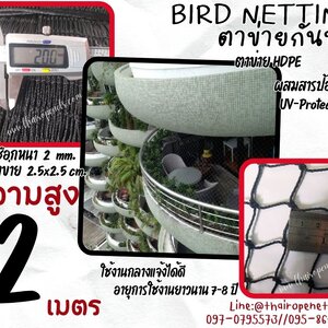 ตาข่ายกันนก 2 มิล ช่องตา 2.5x.2.5 cm.