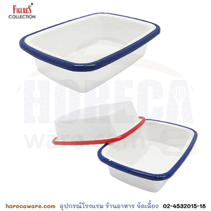 [Retro]ชามสี่เหลี่ยมผืนฟ้า 6x4.5นิ้ว ขอบน้ำเงิน ฟิกเกอร์ [fg-b582-6bl]