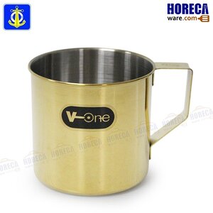 กระป๋องน้ำ 8ซม. 1 โหล (12ใบ) สีทอง v-one สมอ