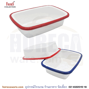 [Retro]ชามสี่เหลี่ยมผืนฟ้า 6x4.5นิ้ว ขอบแดง ฟิกเกอร์ [fg-b582-6r]