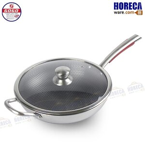 กระทะด้ามสแตนเลสเกรด 316 ขนาด 32ซม. แบบนอนสติ๊กไม่ลอก กันขีดข่วน โกโก