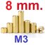 เสาทองเหลือง M3x8mm. เสารองPCB Hexagonal Copper Pillar Support Column เสาหกเหลี่ยม เสารองปริ้น M3*8mm