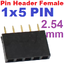 Pin Header Female 1x5 Pin Single Row Pitch 2.54mm High 8.5 mm. Straight pin