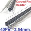 ก้างปลา สีดำ 40Pin 2.54mm Single Single Row Curved Pin Header Connector Strip Curved Needle For Arduino แบบงอ 90 องศา