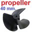 ใบพัดเรือ 3 แฉก ขนาด 40 มม. ใช้กับแกนเหล็ก 2 มม. three-leaf propeller 40mm inner 2mm black model marine DIY toy ship boat