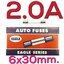 ฟิวส์หลอดแก้ว Fuse 2A 250V 6x30 mm. (Eagle Series) กล่องละ 10 ชิ้น