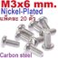 สกรูมิลแฉก GB ชุบนิเกิ้ล M3x6 mm. แพ็คละ 20 ตัว M3*6 round head cross nickel-plated screw carbon steel น็อตเกลียวมิล