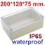 กล่องพลาสติกกันน้ำ F1-2 ขนาด 200*120*75 mm. ฝาใส เนื้อหนาแข็งแรงทนทาน High quality waterproof IP65 plastic junction electronics box frame with transparent