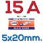 ฟิวส์หลอดแก้ว Fuse 15A 250V 5x20 mm. (Eagle Series) กล่องละ 10 ชิ้น