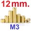 เสาทองเหลือง M3x12mm. เสารองPCB Hexagonal Copper Pillar Support Column เสาหกเหลี่ยม เสารองปริ้น M3*12mm