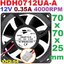 พัดลมระบายอากาศ ยี่ห้อ HXH รุ่น HDH0712UA-A 12V 0.35A 4000 RPM ขนาด 7025 (70x70x25mm) cooling fan 2 wire XH2.54 connector