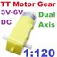 มอเตอร์เกียร์ทดรอบ DC 3V-6V 1:120 มีแกนเพลา 2 ข้าง Dual Axis Gear Motor Plastic Gear TT Motor For Intelligent Car Robot