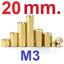 เสาทองเหลือง M3x20mm. เสารองPCB Hexagonal Copper Pillar Support Column เสาหกเหลี่ยม เสารองปริ้น M3*20mm